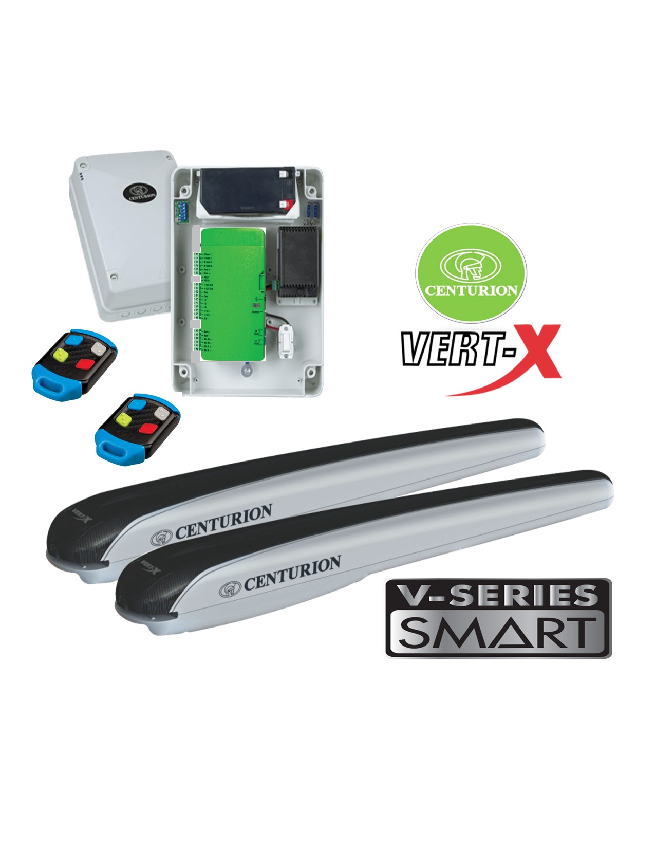 KIT DOBLE BRAZO CENTURION VERT-X SMART - RAPIDO - PARA PORTON DOBLE HOJA DE HASTA 3 METROS 150KG CADA HOJA (IVA INCLUIDO)